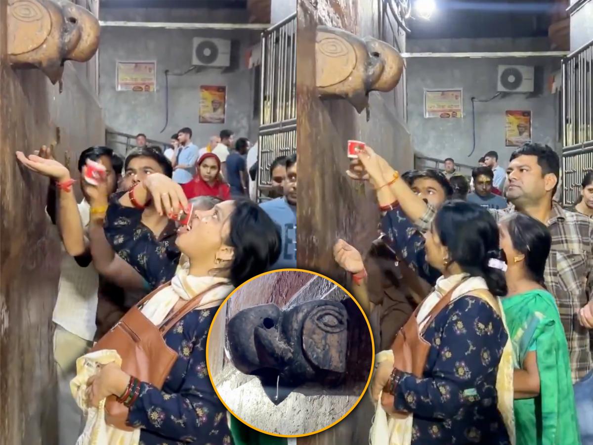 Thirsty For Blessings Devotees Mistake AC Water For Holy Drink At